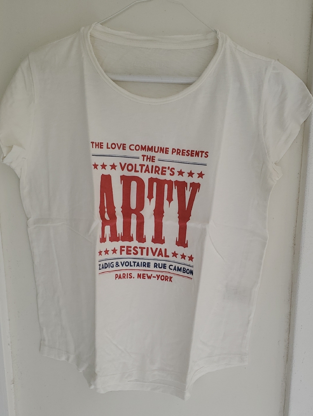 Zadig & Voltaire White Tee with Red and Navy Graphic